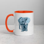 Pastel Elephant Art Mug Hand Drawn Ceramic Coffee Cup With Colorful Handle And Interior Options - aGuyWithMSthatDraws