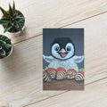 Pastel Pencil Baby Penguin With Strawberries Fine Art Blank Greeting Card Hand Drawn Illustration - aGuyWithMSthatDraws