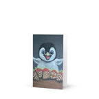 Pastel Pencil Baby Penguin With Strawberries Fine Art Blank Greeting Card Hand Drawn Illustration - aGuyWithMSthatDraws