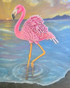 Pink Flamingo • Hand Drawn • Uni-Sex Tri-Blend T-Shirt