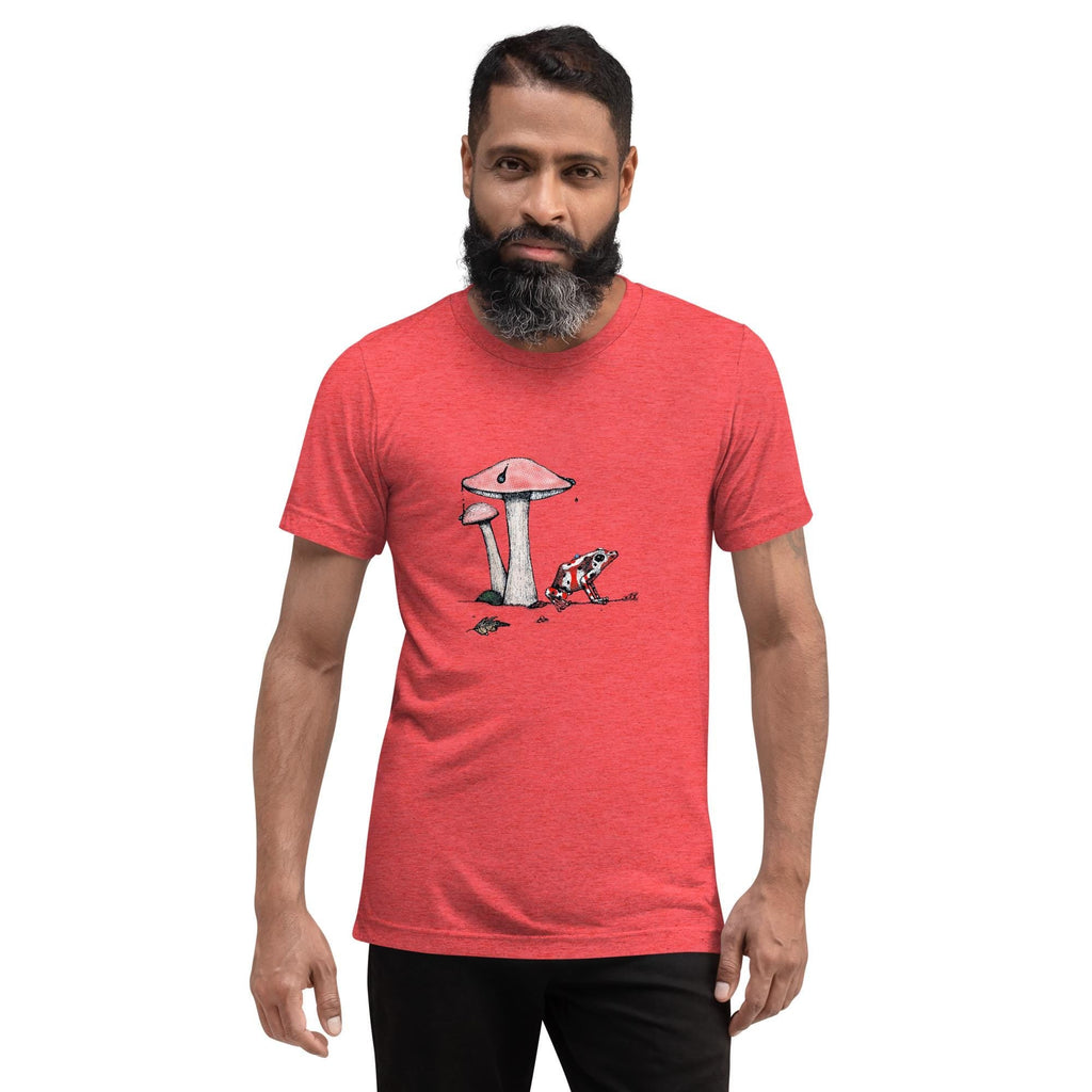 Poison Dart Frog And Mushroom T Shirt Bella Canvas Tri Blend Nature Art By aGuyWithMSthatDraws Unisex Hand Drawn - aGuyWithMSthatDraws