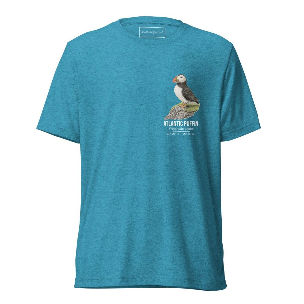 Puffin • Hand Drawn • Uni-Sex Tri-Blend T-Shirt - aGuyWithMSthatDraws