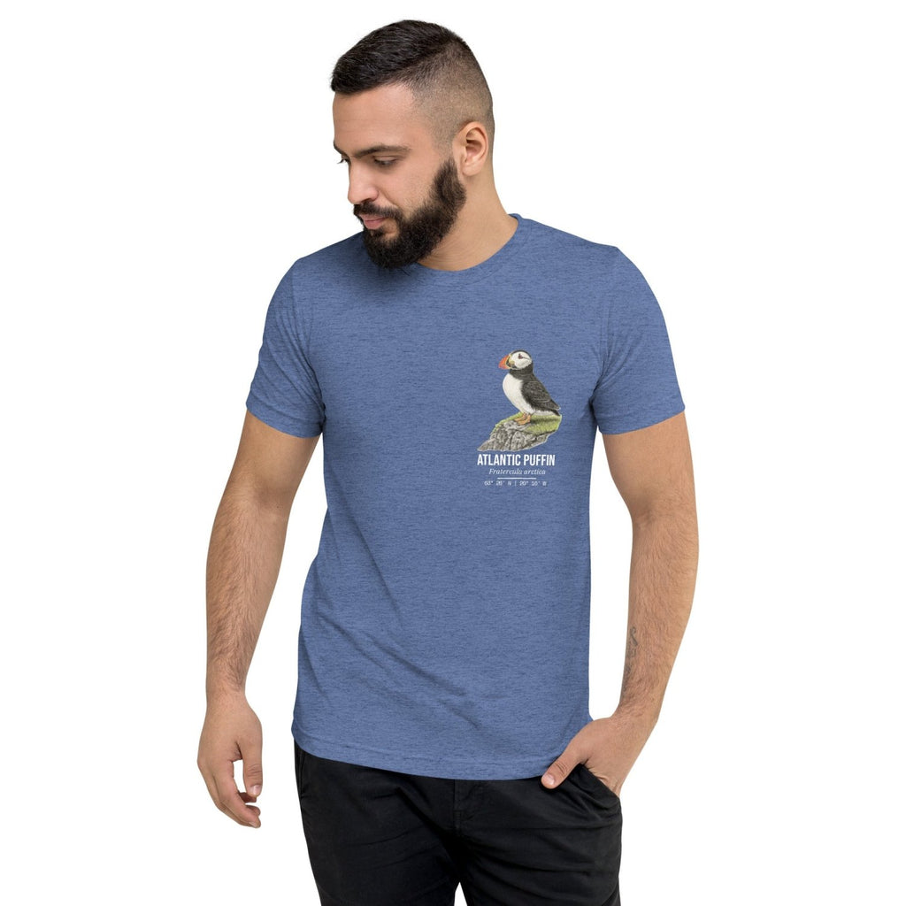 Puffin • Hand Drawn • Uni-Sex Tri-Blend T-Shirt - aGuyWithMSthatDraws