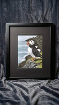 Puffin Pastel Pencil Drawing 7 x 9 1/2 Inches