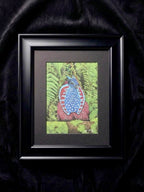 Hand Drawn Temminick's Tragopan Original Pastel Pencil Drawing 7x9.5