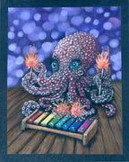 Whimsical Octopus Playing a Xylophone Greeting Card with Hand Drawn Pastel Artwork for Animal Lovers and Music Fans - aGuyWithMSthatDraws