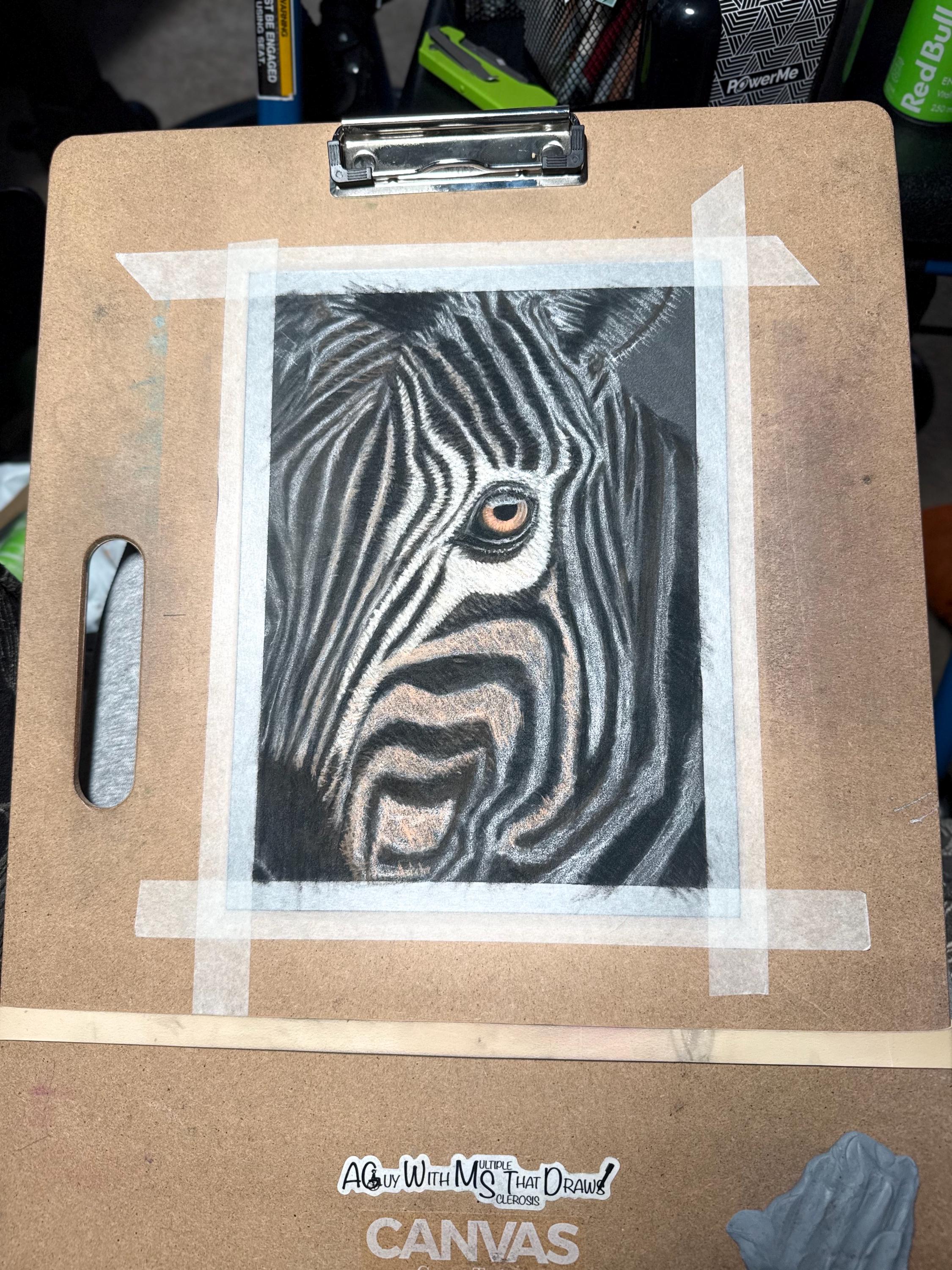 Zebra Eye Giclee Print Hand Drawn Pastel Artwork 8x10 Signed and Numbered Limited Edition - aGuyWithMSthatDraws