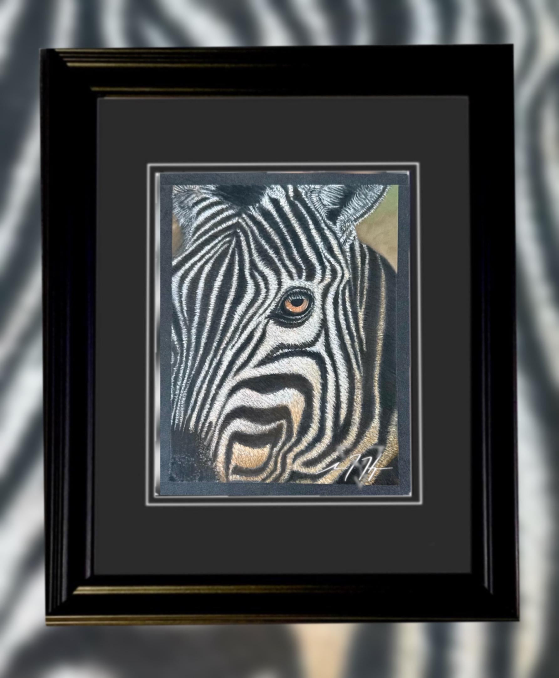 Zebra Eye Giclee Print Hand Drawn Pastel Artwork 8x10 Signed and Numbered Limited Edition - aGuyWithMSthatDraws