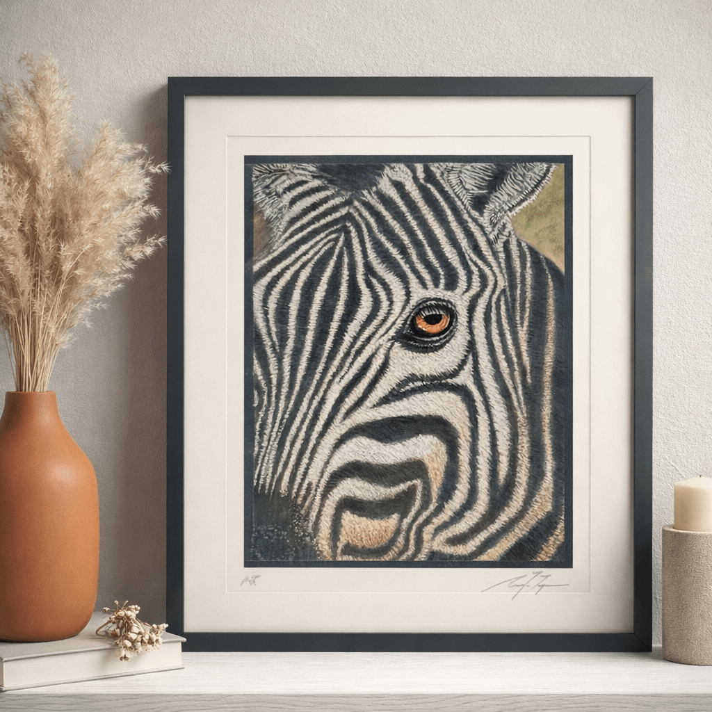 Zebra Eye Giclee Print Hand Drawn Pastel Artwork 8x10 Signed and Numbered Limited Edition - aGuyWithMSthatDraws